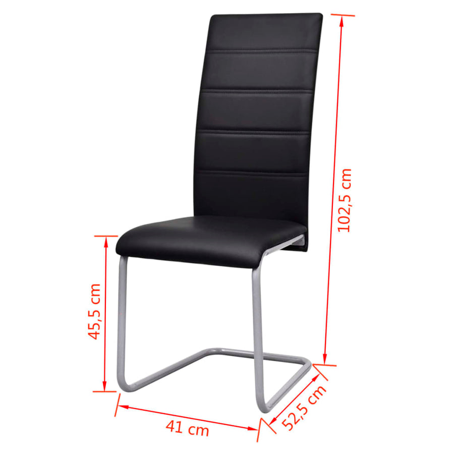 Cantilever Dining Chairs 6 pcs Black Faux Leather