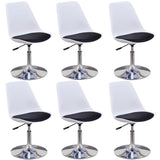 Swivel Dining Chairs 6 pcs White and Black Faux Leather