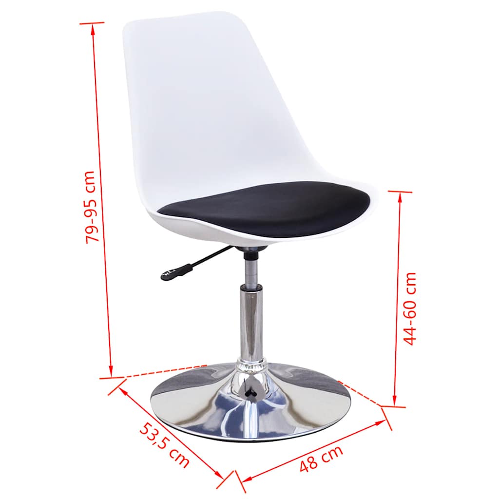 Swivel Dining Chairs 6 pcs White and Black Faux Leather