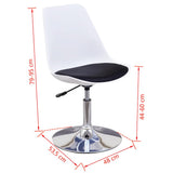 Swivel Dining Chairs 6 pcs White and Black Faux Leather - Rear View