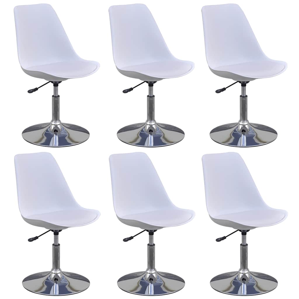 Swivel Dining Chairs 6 pcs White Faux Leather