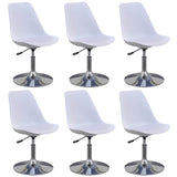 Swivel Dining Chairs 6 pcs White Faux Leather - Front View