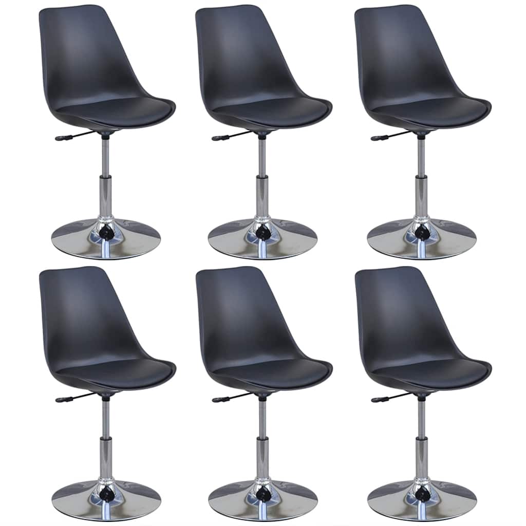 Swivel Dining Chairs 6 pcs Black Faux Leather