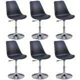 Swivel Dining Chairs 6 pcs Black Faux Leather