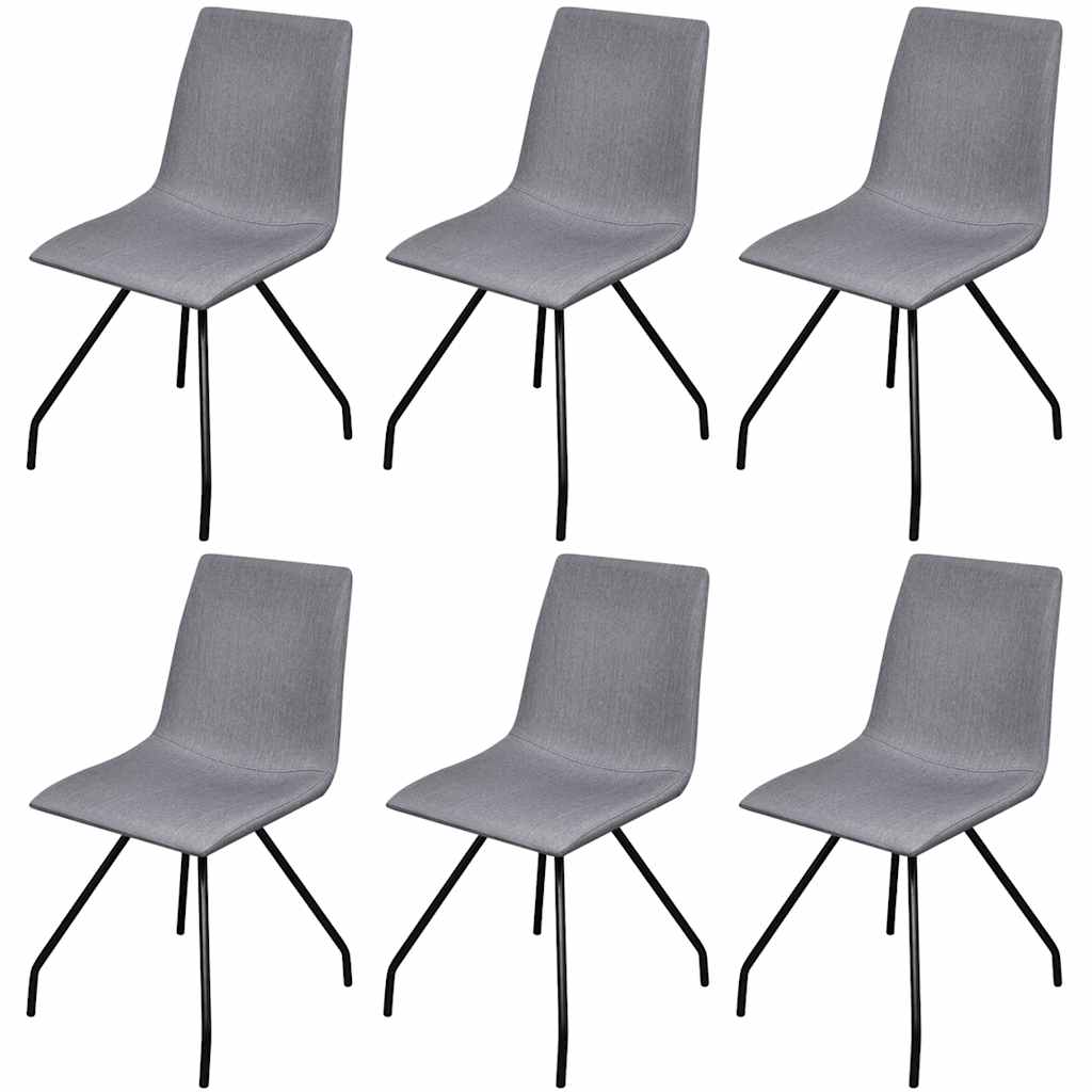 Dining Chairs 6 pcs Light Grey Fabric