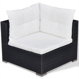 5 Piece Garden Lounge Set with Cushions Poly Rattan Black