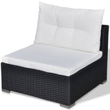 5 Piece Garden Lounge Set with Cushions Poly Rattan Black - Extra Image