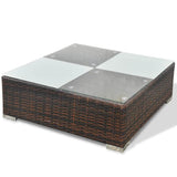 6 Piece Garden Lounge Set with Cushions Poly Rattan Brown - 45-Degree Angle