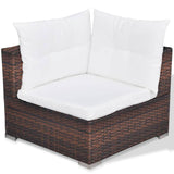 6 Piece Garden Lounge Set with Cushions Poly Rattan Brown - Extra Image