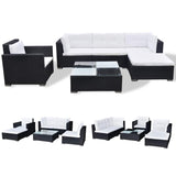 6 Piece Garden Lounge Set with Cushions Poly Rattan Black - Side View