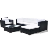6 Piece Garden Lounge Set with Cushions Poly Rattan Black - Top-Down View