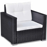 6 Piece Garden Lounge Set with Cushions Poly Rattan Black - Low Angle