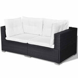 6 Piece Garden Lounge Set with Cushions Poly Rattan Black - Extra Image