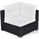 6 Piece Garden Lounge Set with Cushions Poly Rattan Black - Extra Image