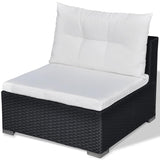 6 Piece Garden Lounge Set with Cushions Poly Rattan Black - Extra Image