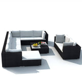 10 Piece Garden Lounge Set with Cushions Poly Rattan Black - Top-Down View