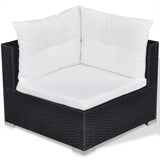 10 Piece Garden Lounge Set with Cushions Poly Rattan Black - Close-Up Angle