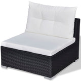 10 Piece Garden Lounge Set with Cushions Poly Rattan Black - Low Angle