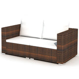 10 Piece Garden Lounge Set with Cushions Poly Rattan Brown - 45-Degree Angle