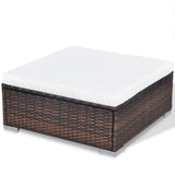 10 Piece Garden Lounge Set with Cushions Poly Rattan Brown - Low Angle