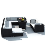 10 Piece Garden Lounge Set with Cushions Poly Rattan Black - Side View