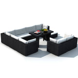10 Piece Garden Lounge Set with Cushions Poly Rattan Black - Top-Down View