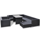 10 Piece Garden Lounge Set with Cushions Poly Rattan Black - 45-Degree Angle