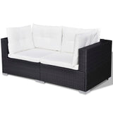 10 Piece Garden Lounge Set with Cushions Poly Rattan Black - Rear View