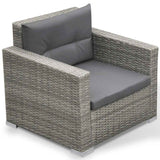 6 Piece Garden Lounge Set with Cushions Poly Rattan Grey - Rear View