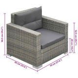 6 Piece Garden Lounge Set with Cushions Poly Rattan Grey - Extra Image