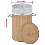Bamboo Laundry Bin Round Natural - Low Angle