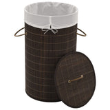 Bamboo Laundry Bin Round Dark Brown - Front View
