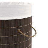 Bamboo Laundry Bin Round Dark Brown - 45-Degree Angle