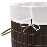 Bamboo Laundry Bin Round Dark Brown - Rear View