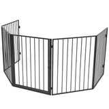 Pet Fireplace Fence Steel Black - Front View
