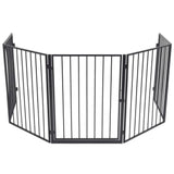 Pet Fireplace Fence Steel Black - Side View