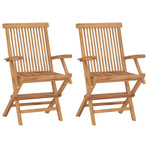 Folding Chairs 2 pcs with Armrests Teak Wood