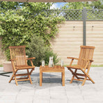 Folding Chairs 2 pcs with Armrests Teak Wood