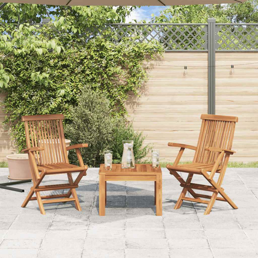 Folding Chairs 2 pcs with Armrests Teak Wood