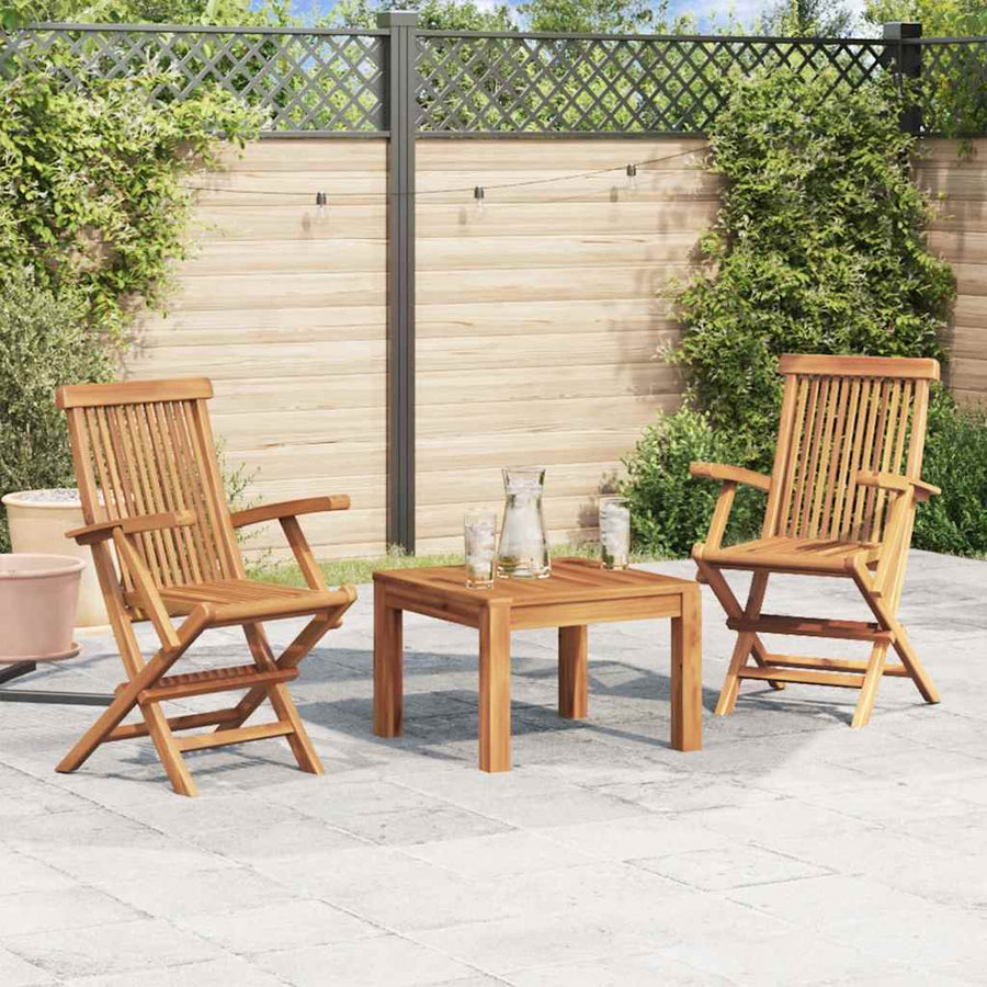 Folding Chairs 2 pcs with Armrests Teak Wood