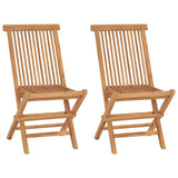 Folding Garden Chairs 2 pcs Solid Teak Wood - Front View