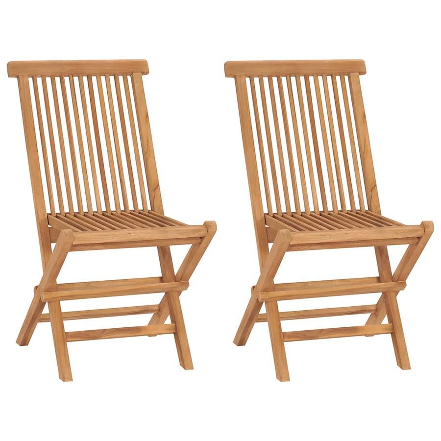 Folding Chairs 2 pcs for Garden & Outdoor Teak Wood