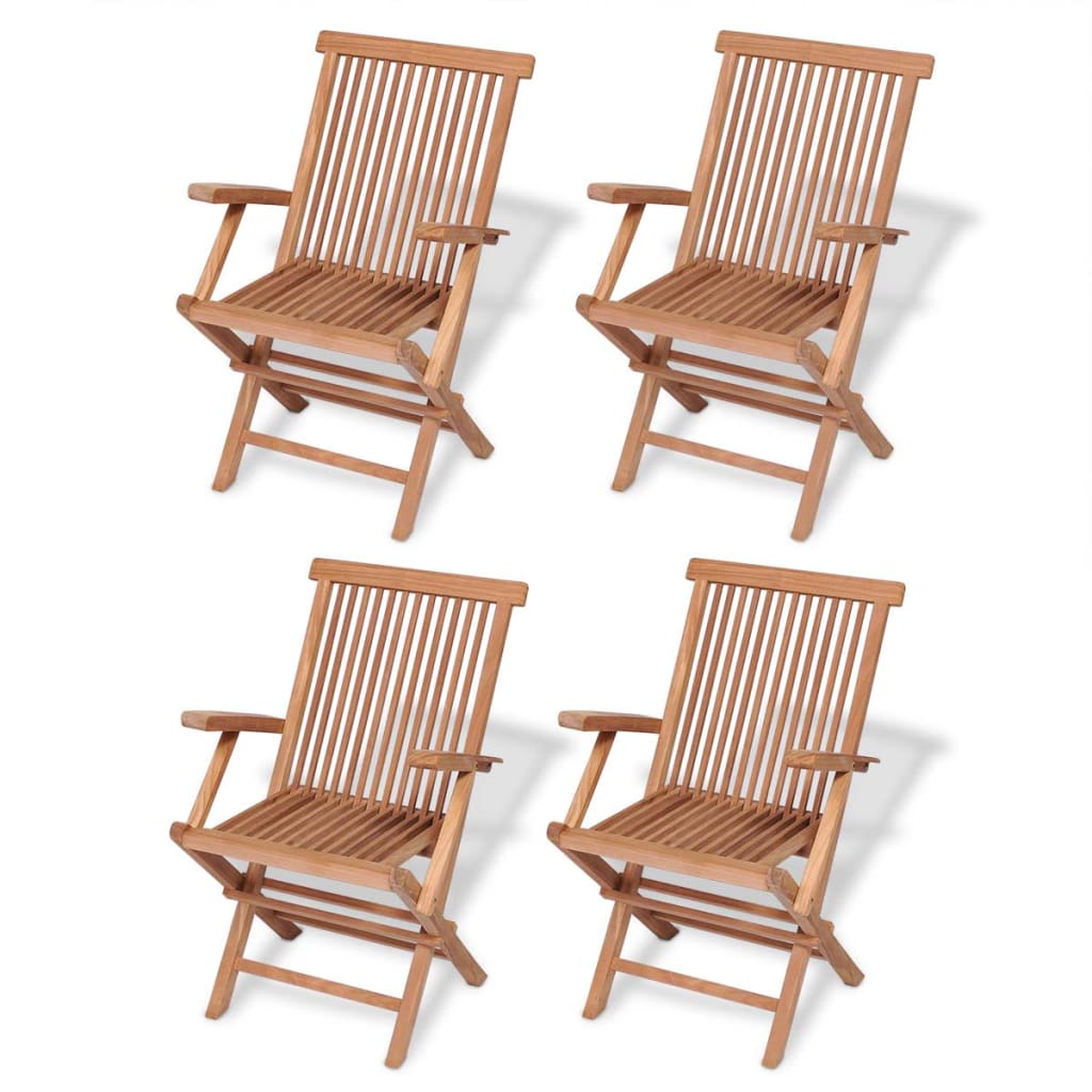 5 Piece Folding Outdoor Dining Set Solid Wood Teak
