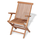 5 Piece Folding Outdoor Dining Set Solid Wood Teak - Top-Down View