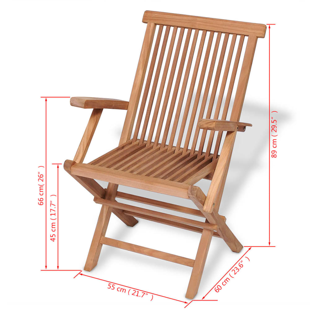 5 Piece Folding Outdoor Dining Set Solid Wood Teak