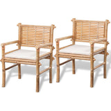 3 Piece Bistro Set with Cushions Bamboo - Side View