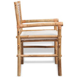 3 Piece Bistro Set with Cushions Bamboo - 45-Degree Angle