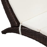 Folding Sun Lounger with Cushion Poly Rattan Brown - Side View