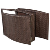 Folding Sun Lounger with Cushion Poly Rattan Brown - Rear View