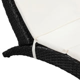 Folding Sun Lounger with Cushion Poly Rattan Black - Side View